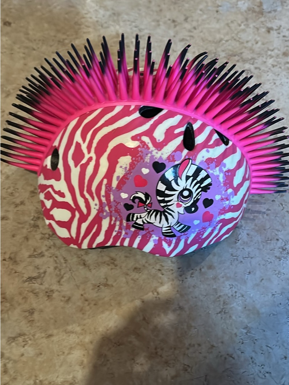 Raskullz Pink Zebra Mohawk Kids Bike Scooter Helmet Size S